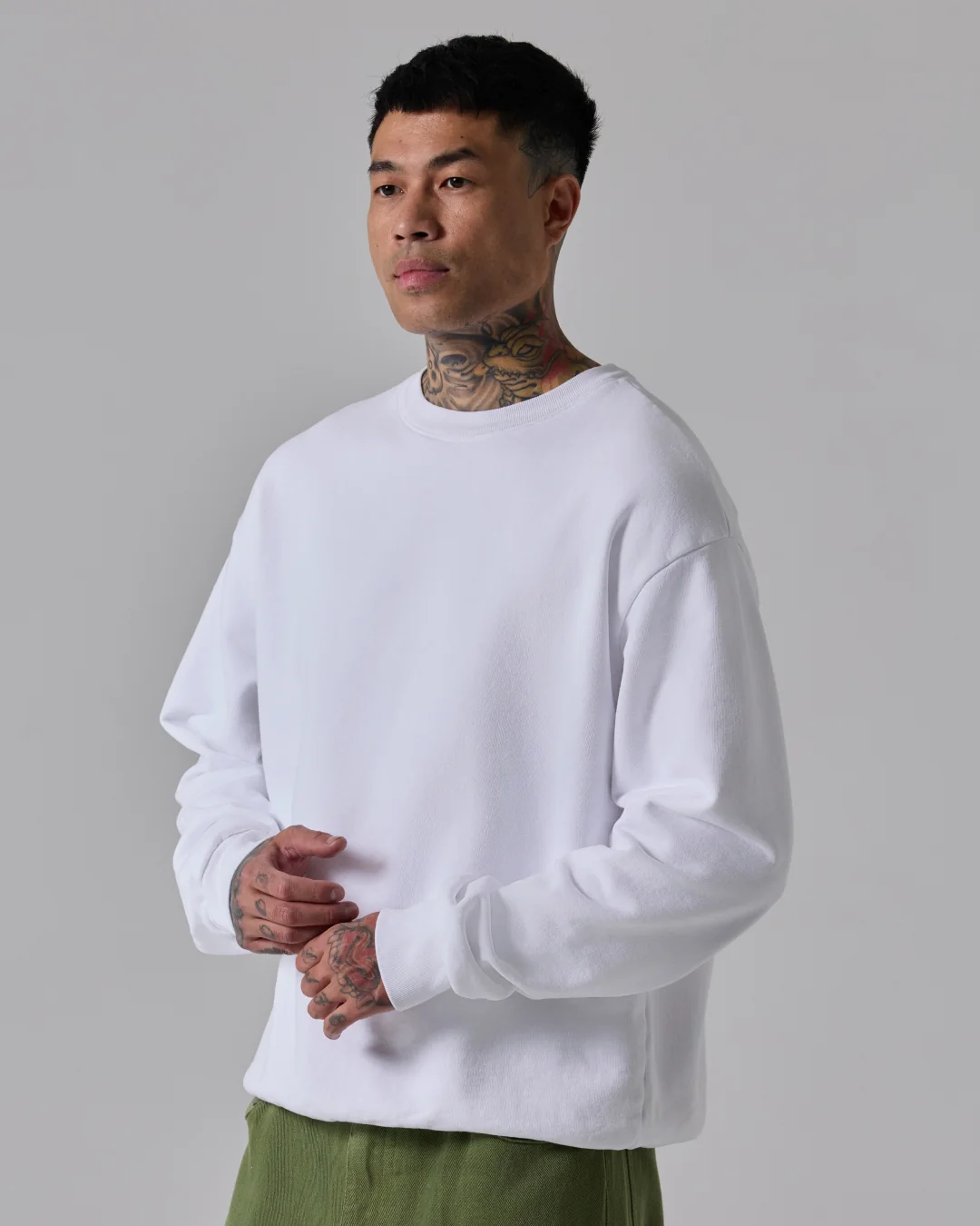 MENS HEAVYWEIGHT CREWNECK - WHITE - Image 3