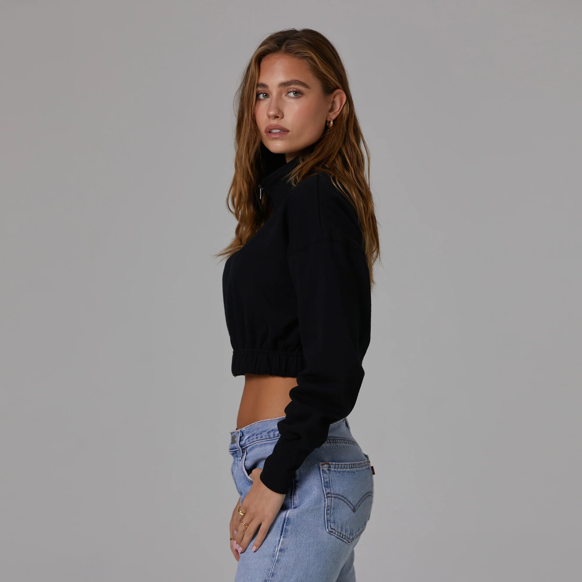 WOMENS FULL ZIP EMBROIDERED MOCK NECK - Image 3