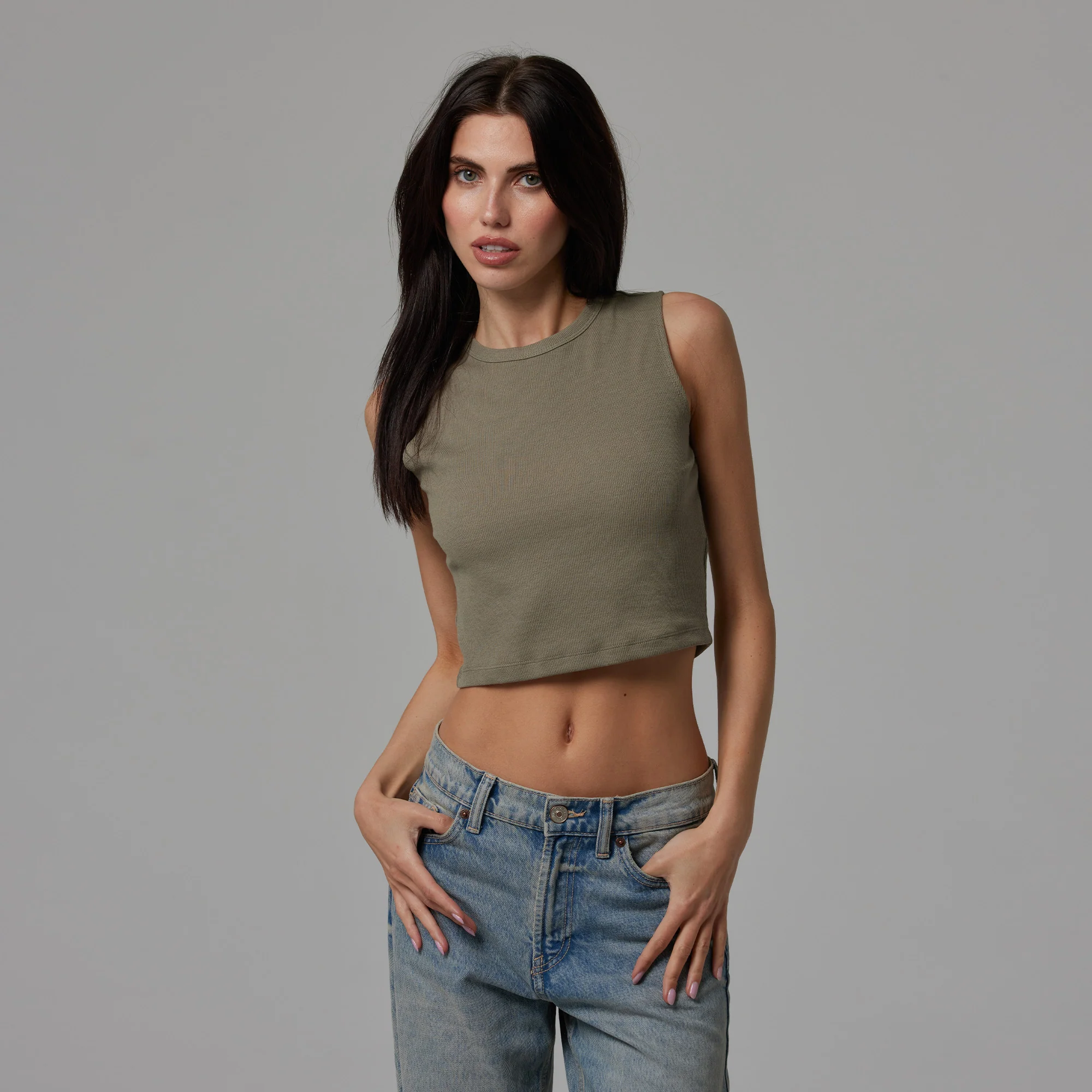 WOMENS RIB FITTED CROP TANK - Image 18
