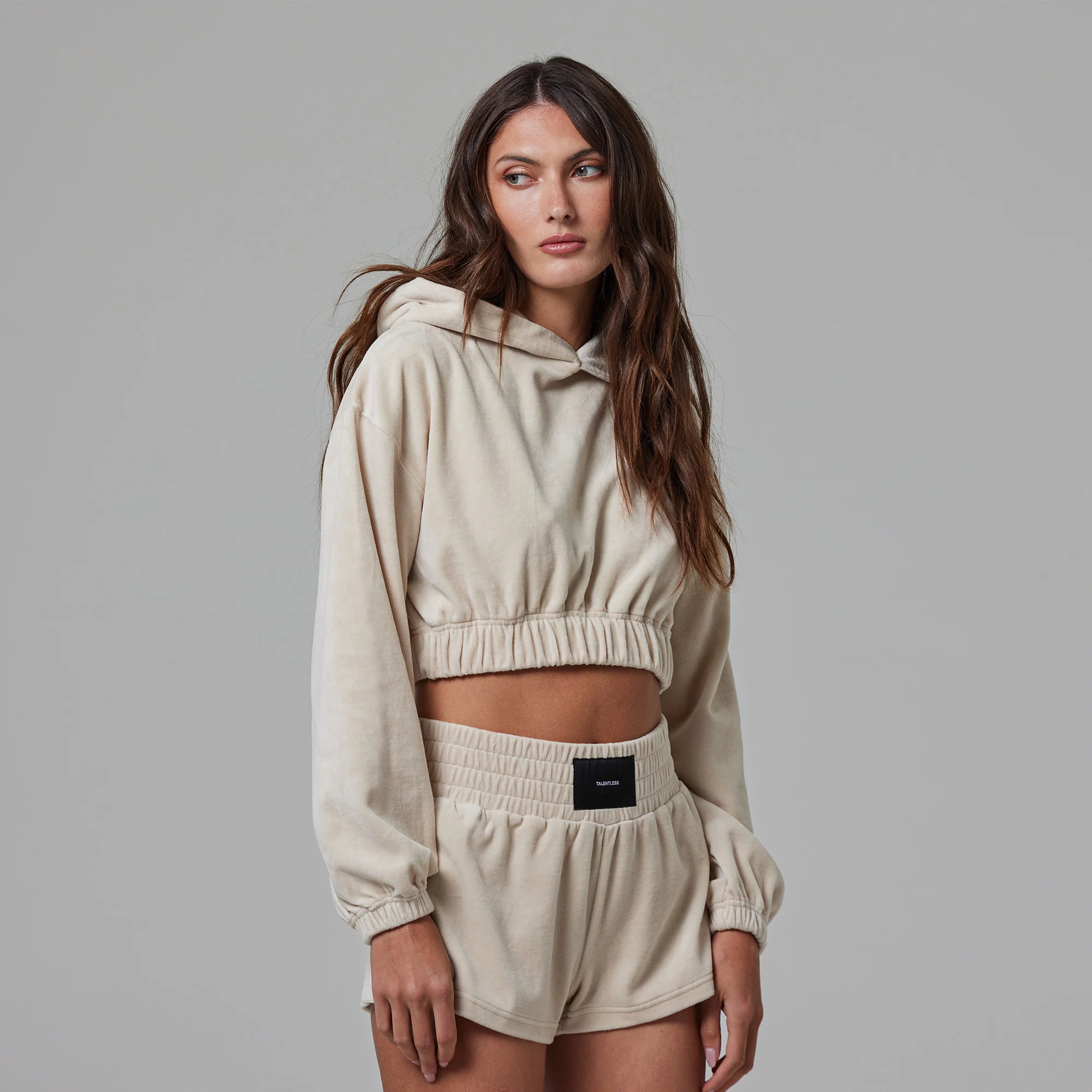 WOMENS TERRY CLOTH CROPPED HOODIE - Image 9